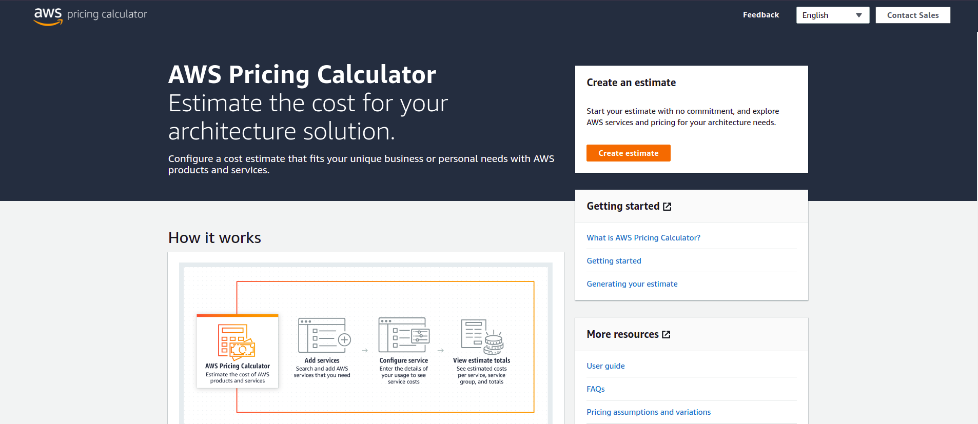 create estimate page